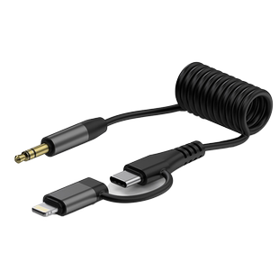 适用iPhone15手机16安卓TypeC连接麦克风直播音频线Lighting二合一无线领夹麦收音罗德猛犸M1大疆转3.5mm转换