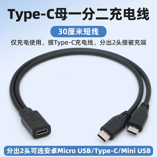typec母一分二充电转接线