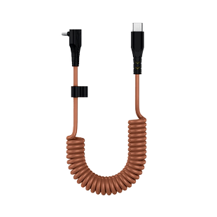 CarPlay拼色弹簧数据线适用苹果iphone15安卓手机充电螺旋车载充电线Type-C to Lighting直角立式弯华为小米