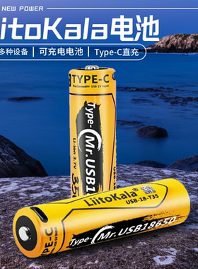 18650锂电池Type-C接口直充大容量3500毫安可充电21700手电筒通用
