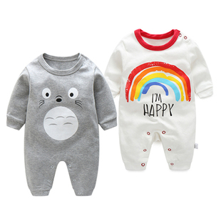 婴儿可爱睡衣3个月新生儿网红连体衣春秋哈衣女宝宝春装 1岁男衣服