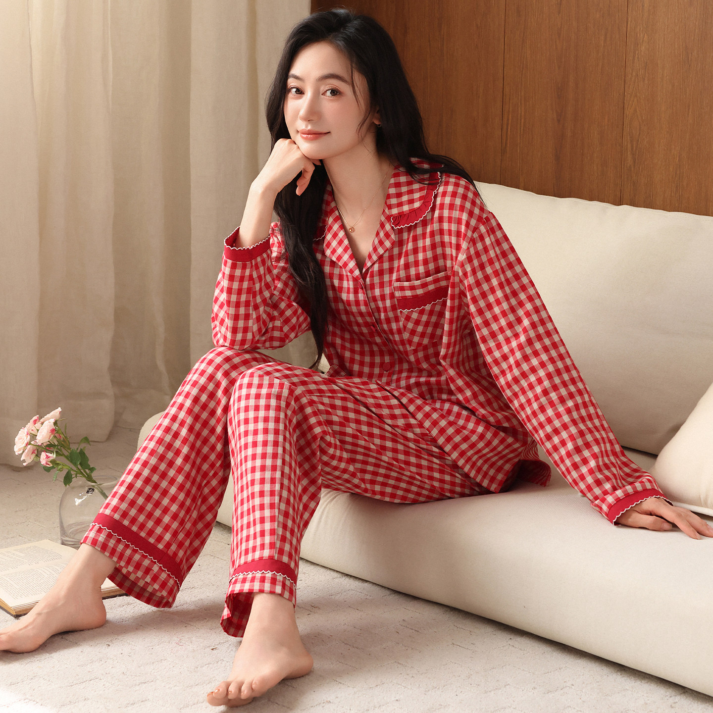 康汝雅春秋季纯棉可外穿女家居服