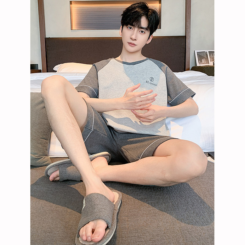 2025新款睡衣男士夏季纯棉短袖薄款休闲可外穿100%全棉家居服套装