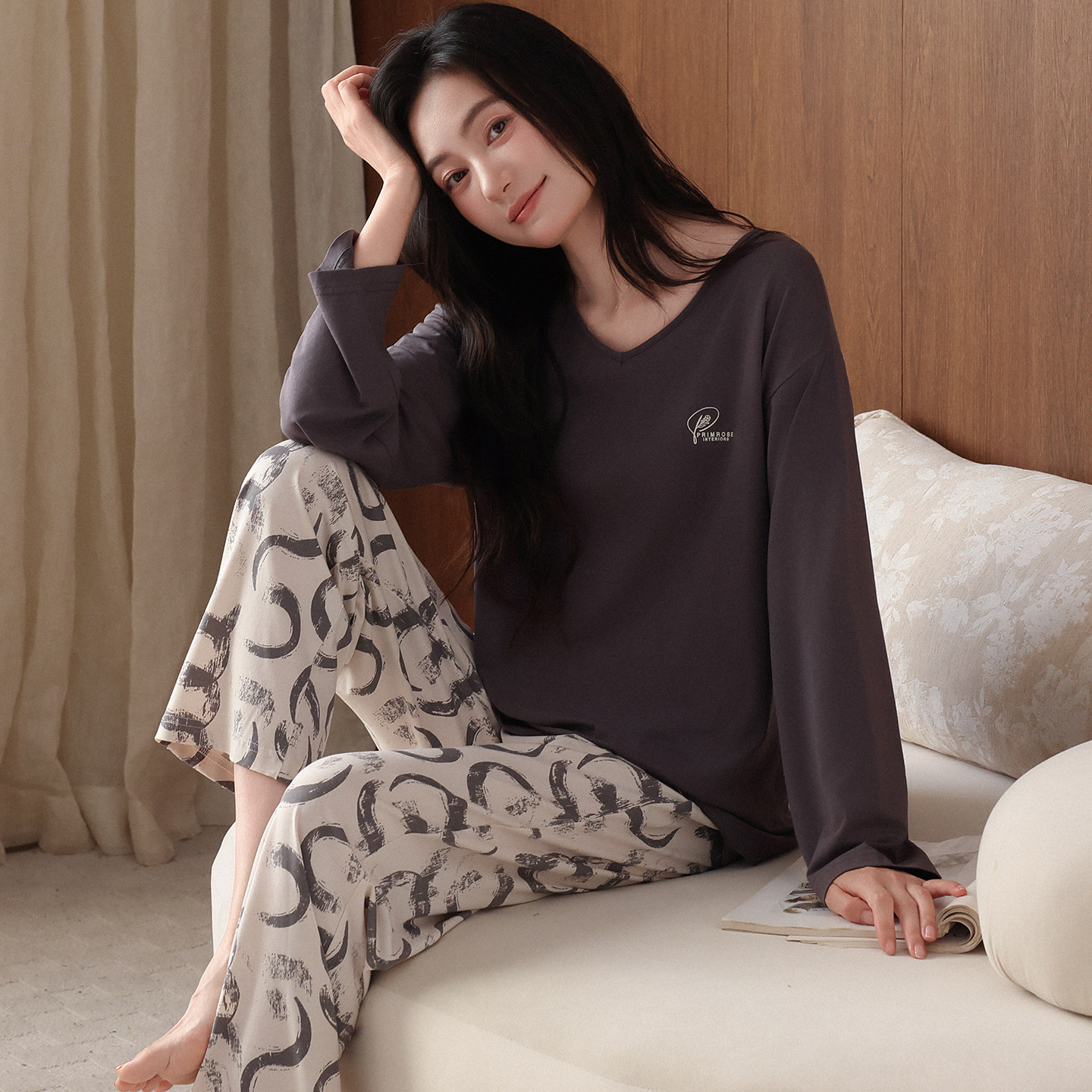 康汝雅春秋季纯棉可外穿女家居服