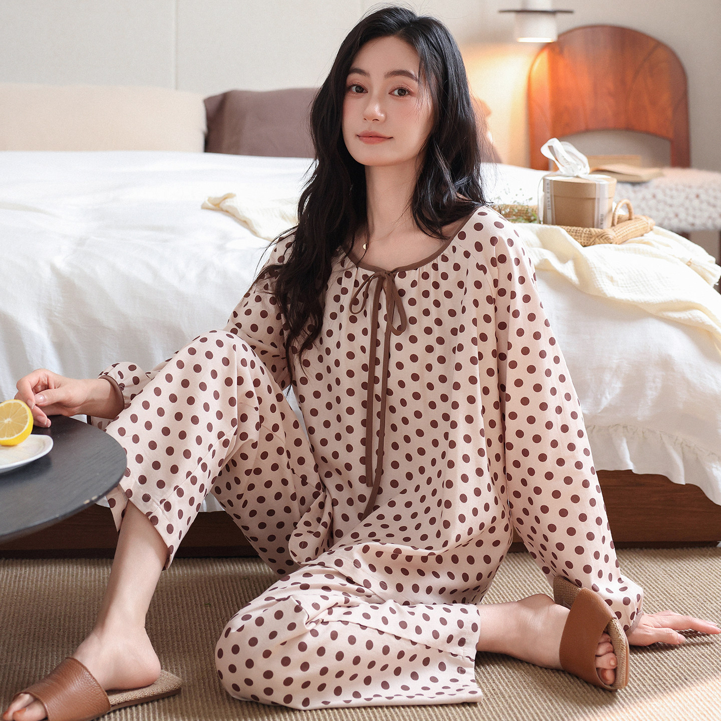 康汝雅春秋季纯棉可外穿女家居服