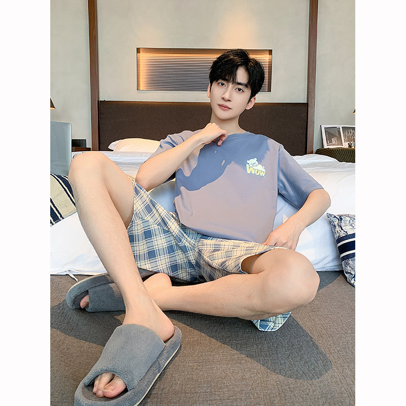 2025新款睡衣男士夏季纯棉短袖短裤薄款休闲可外穿全棉家居服套装