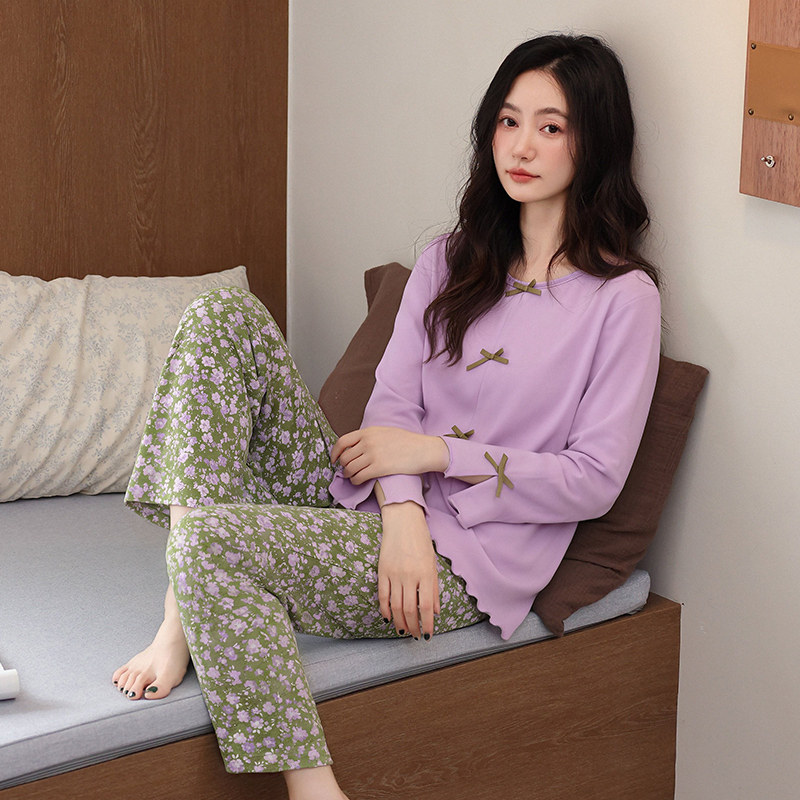 康汝雅春秋季纯棉可外穿女家居服