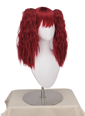 波比的游戏时间cos假发 小女孩酒红双马尾cos假发红色双马尾假发