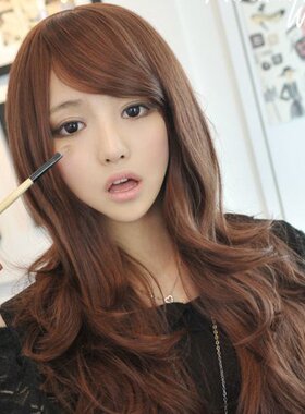 韩国真人丝斜刘海长卷发 cos假发 高温丝欧美外贸假发支持混批