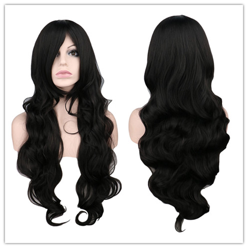 动漫假发绛铁黑 80CM黑色卷发 魔卡少女樱 cosplay假发一件代发