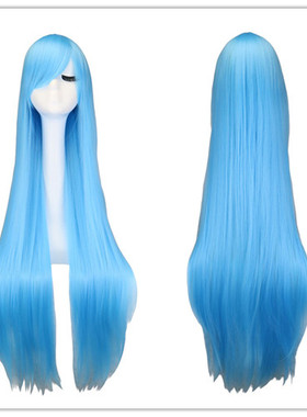 1米长直COSPLAY假发浅蓝色葵藤和艾莉欧仙剑100cm万用多角色假毛