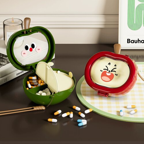 可爱创意药盒便携式随身药品分装收纳盒4分格密封装药片一日三餐