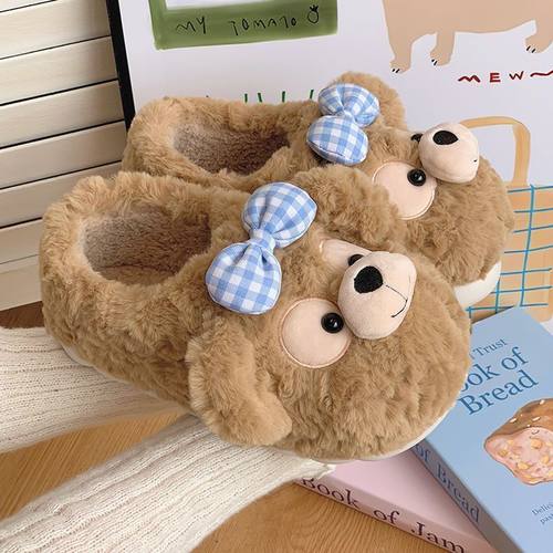 可爱月子鞋棉拖鞋女冬季外穿防滑居家室内厚底加绒包跟保暖棉鞋