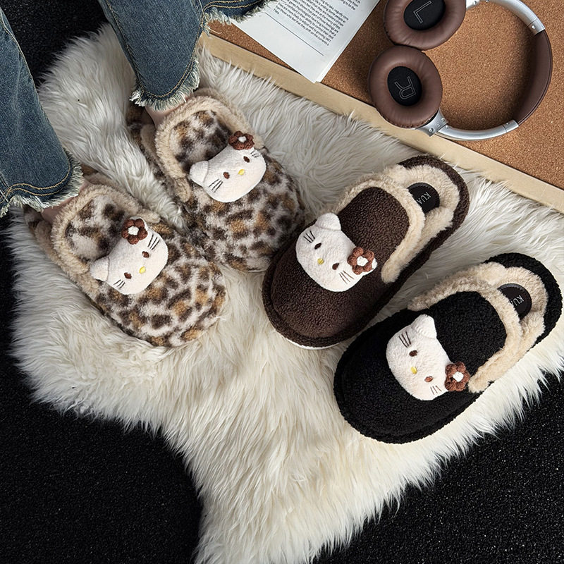 可爱卡通甜美小花小猫毛毛拖鞋女2025冬季款时尚百搭保暖包头拖鞋,居家布艺,居家棉拖/棉鞋,淘宝优惠券,粉丝福利购,淘宝优惠卷
