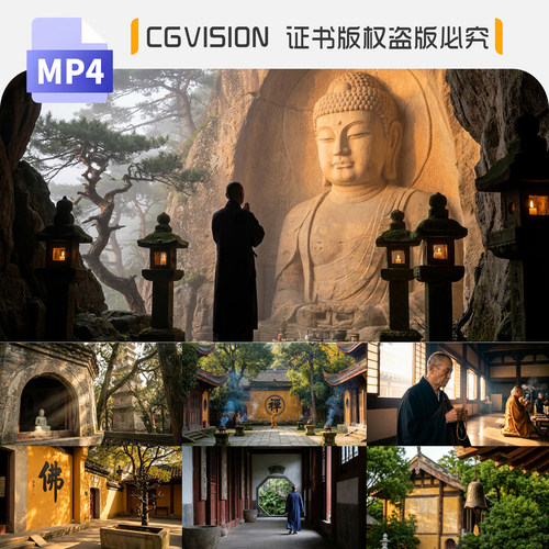 禅意寺庙佛学古建筑意境禅修可商用空镜头4k抖音自媒体短视频素材