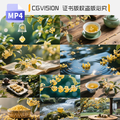 金秋桂花飘香金桂流水桂花树桂花糕唯美意境特写空镜头短视频素材