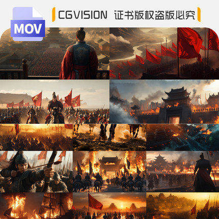 古代战争城楼千军万马战火纷争历史战役LED舞台朗诵背景视频素材