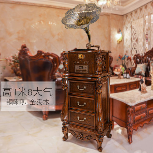 实木留声机客厅美式欧式新中式