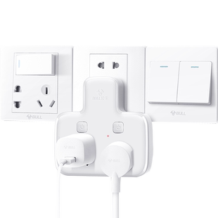 公牛插座转换器插头96023插排插线板拖板品字形一转二带独立开关