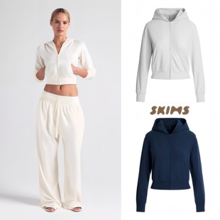 正品现货skims COTTON JERSEY ZIP UP HOODIE外套卫衣帽衫女