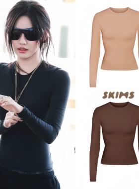正品skims上衣卡戴珊Fits Everbody宁艺卓香秀同款长袖t恤塑身衣