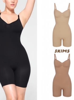 正品代购SKIMS SEAMLESS SCULPT MID THIGH 塑身连体衣提臀收腹裤