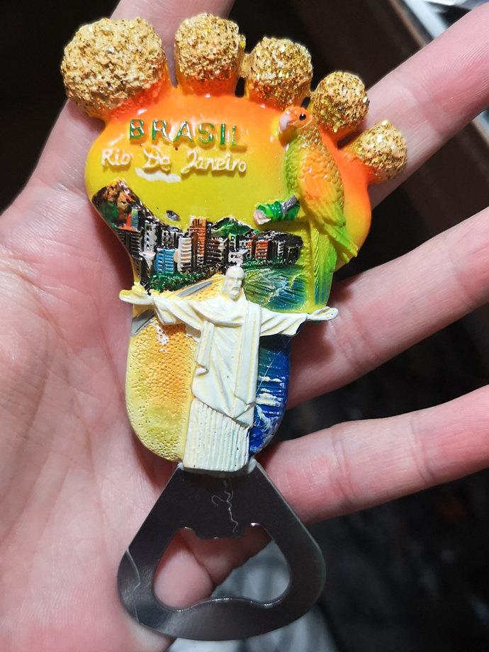 巴西 里约热内美景 卢耶稣像 脚丫造型冰箱贴 酒起子/开瓶器