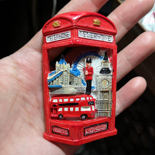 英国伦敦大笨钟士兵双层巴士电话亭造型树脂冰箱贴磁铁