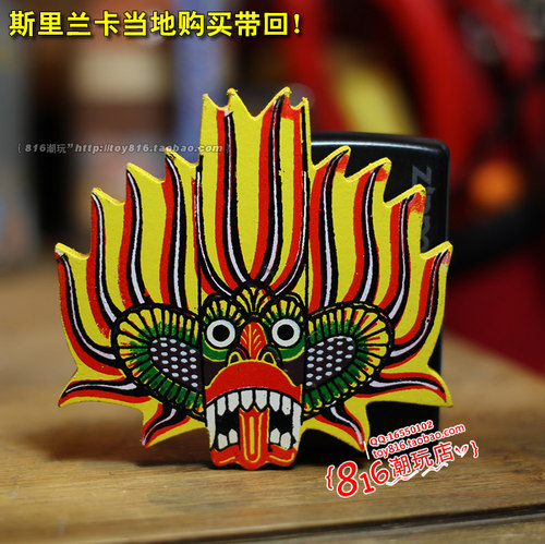 斯里兰卡当地带回神兽面具冰箱贴