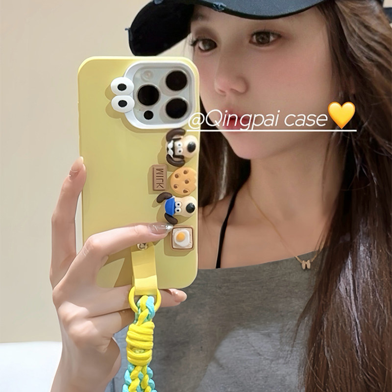 适用苹果手机壳卡通立体公仔挂绳
