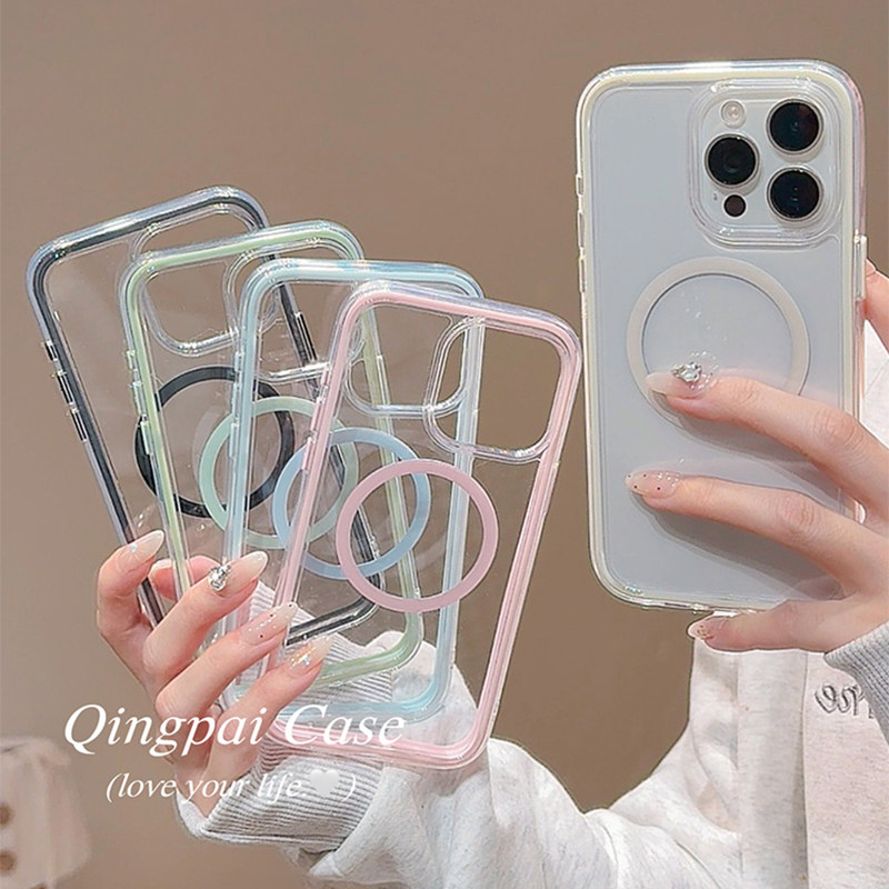 轻派透明纯色边框磁吸壳适用苹果16promax手机壳iphone13新款15pro女款14情侣12小众ins简约二合一11全包硬壳,3C数码配件,手机保护套/壳,淘宝优惠券,粉丝福利购,淘宝优惠卷
