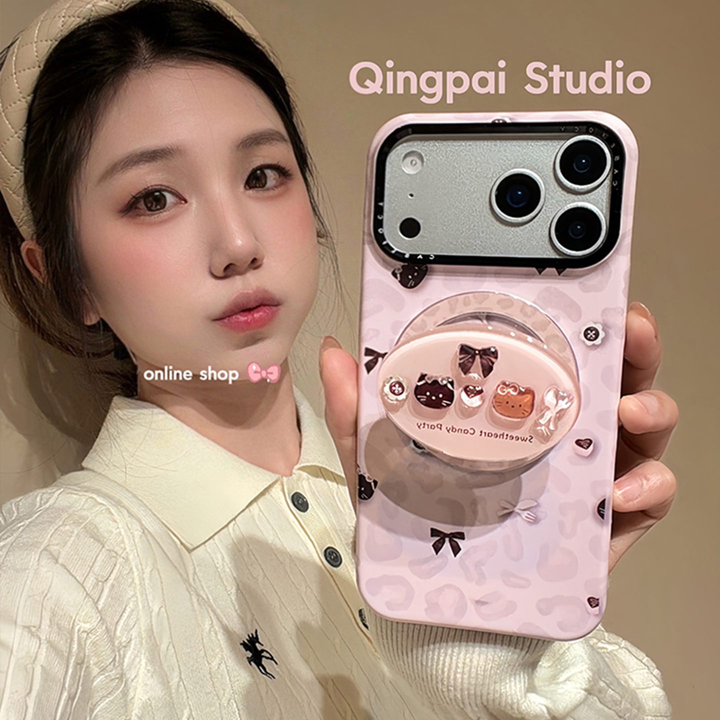 适用苹果手机壳韩系少女可爱猫咪