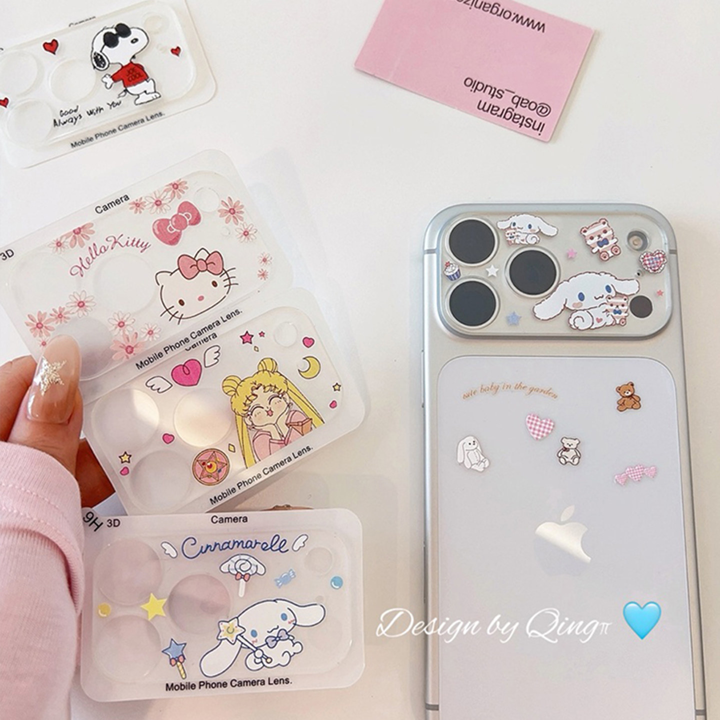 适用苹果手机壳趣味插画镜头膜
