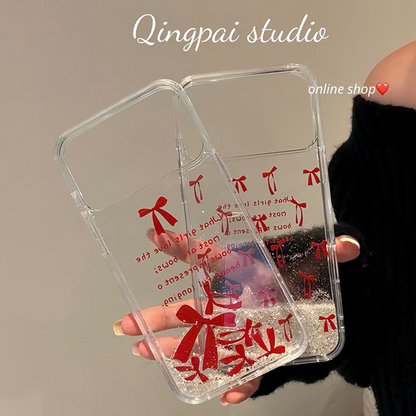 轻派透明流沙摇摇乐红色蝴蝶结适用苹果17promax手机壳iphone16pro新款15女款14新年创意13日韩简约全包硬壳,3C数码配件,手机保护套/壳,淘宝优惠券,粉丝福利购,淘宝优惠卷