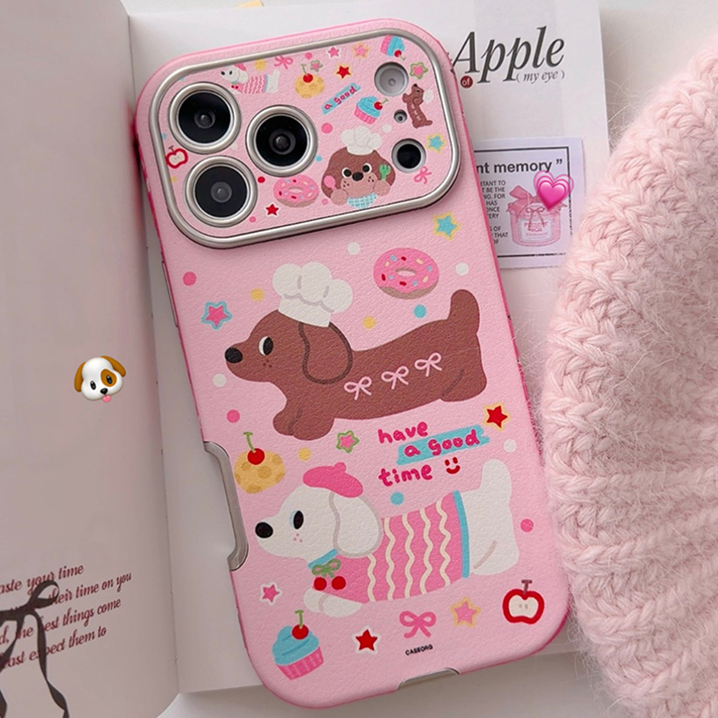 轻派日韩卡通满屏贴纸腊肠狗适用苹果17promax手机壳iphone16pro新款15女款14大视窗皮质13趣味创意全包硬壳,3C数码配件,手机保护套/壳,淘宝优惠券,粉丝福利购,淘宝优惠卷