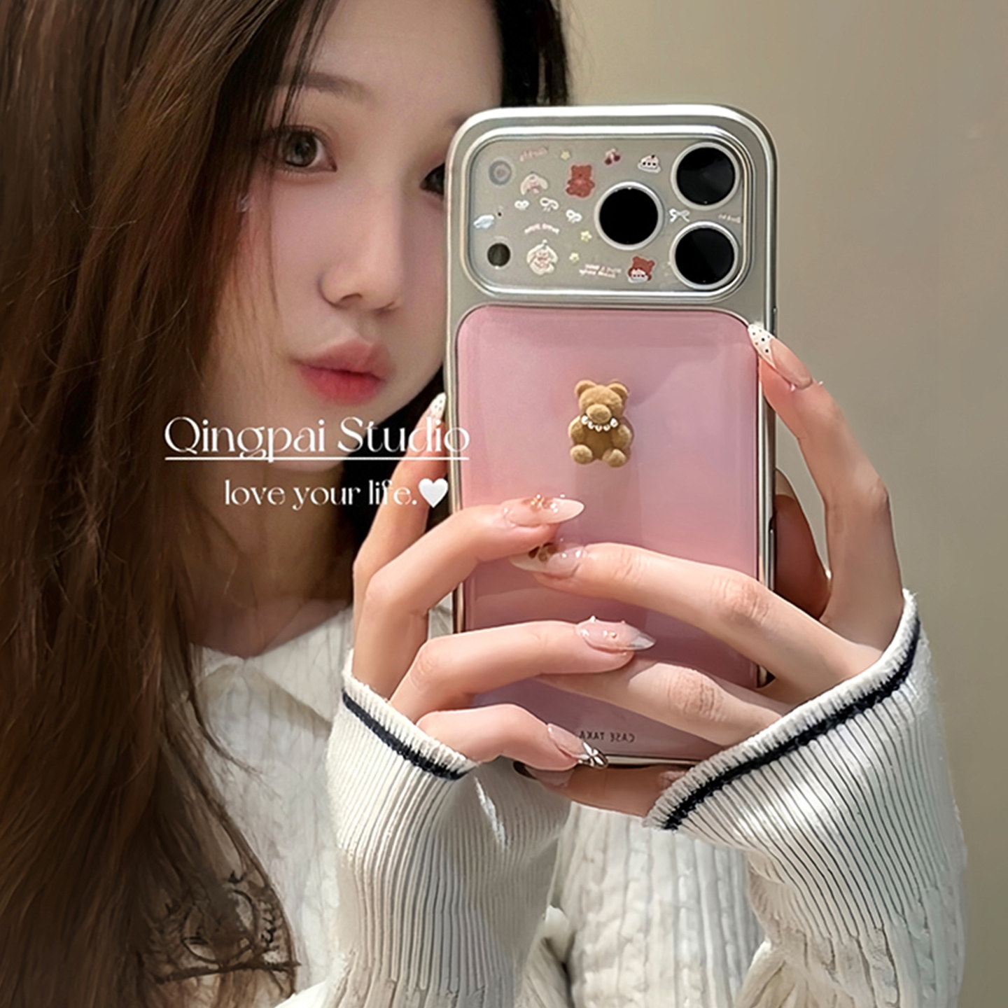 轻派韩系ins可爱立体小熊适用苹果17promax手机壳iphone16pro新款15女款14少女心简约个性13电镀边框全包硬壳,3C数码配件,手机保护套/壳,淘宝优惠券,粉丝福利购,淘宝优惠卷