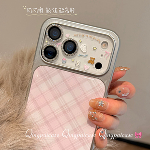 轻派鞠婧祎同款 苹果pro后摄像软膜防刮花防摔垂耳兔 闪钻镜头膜ins卡通贴纸适用iPhone17promax透明镜头膜新款