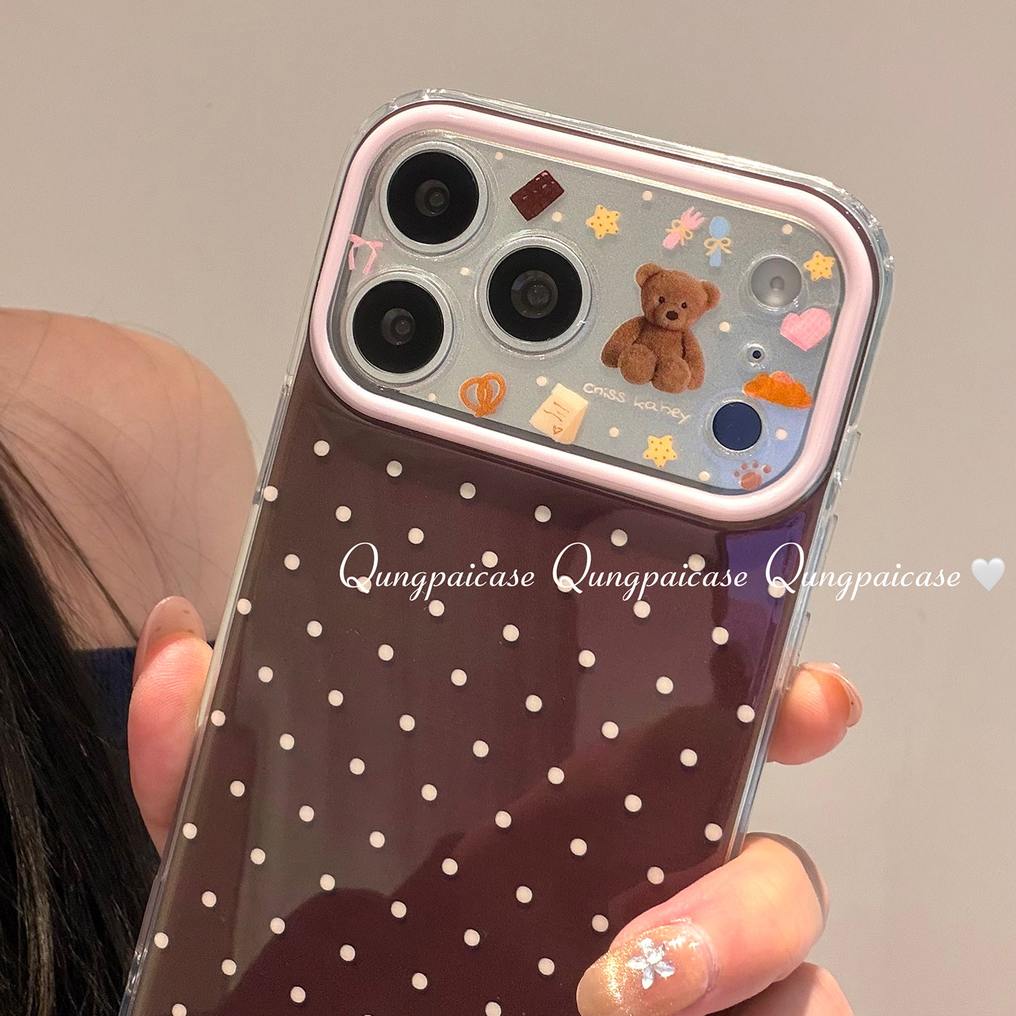 轻派简约波点可爱泰迪小熊适用苹果17promax手机壳iphone16pro新款15女款14卡通贴纸13创意ins风日韩全包硬壳,3C数码配件,手机保护套/壳,淘宝优惠券,粉丝福利购,淘宝优惠卷