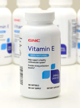 美国GNC天然维生素E软胶囊400IU180粒生育酚VE心血管健康改善皮肤