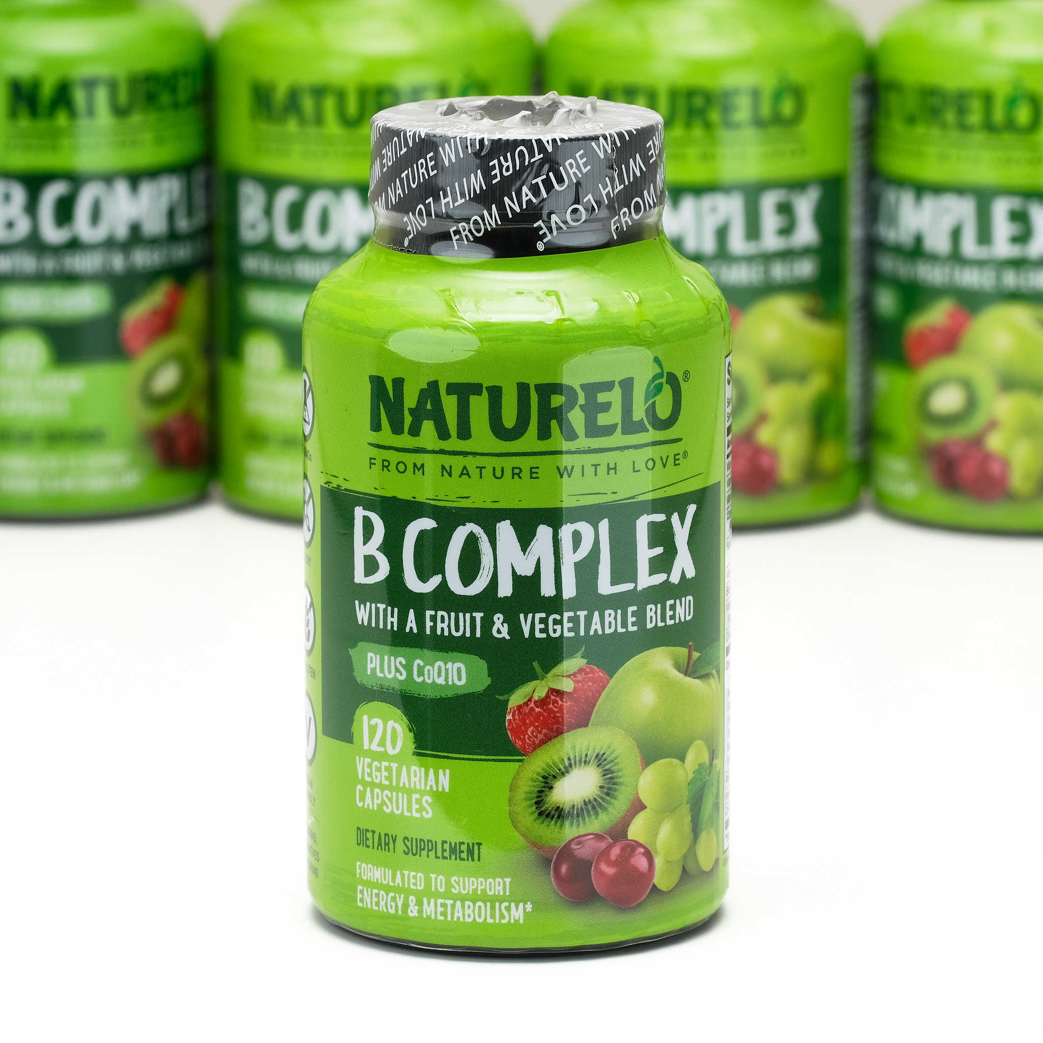 现货美国Naturelo全素VB有机蔬菜水果提取复合维生素B族含辅酶Q10