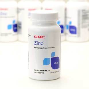 现货美国GNC葡萄糖酸锌Zinc锌片30mg100粒素食片剂28年4月
