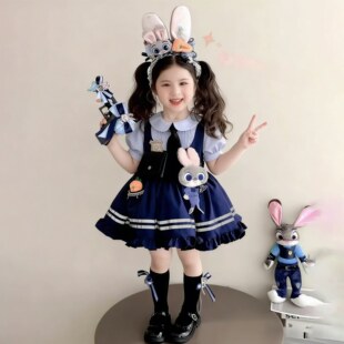 朱迪兔子警官服装女童裙子宝宝连衣裙女宝洛丽塔小童疯狂动物城