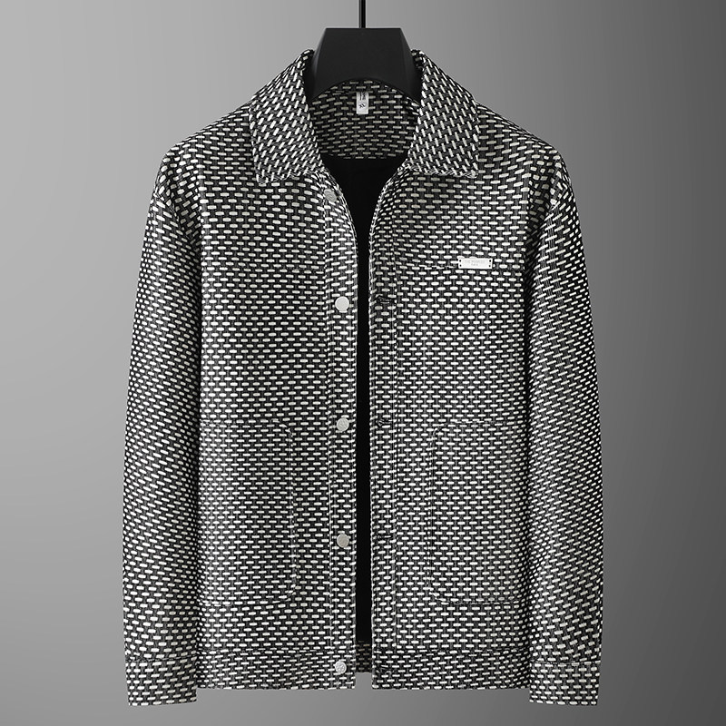 秋冬季新款翻领休闲夹克加肥加大码男士高端宽松外套胖子保暖上衣