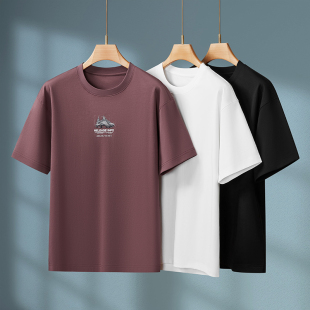 加肥加大码 棉汗衫 男装 胖子老头宽松半袖 肥仔T恤8XL 夏季 体恤衫 短袖