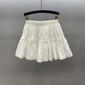 百搭高腰A字短裙蛋糕裙蓬蓬裙 新款 法式 甜美白色半身裙女2026夏季