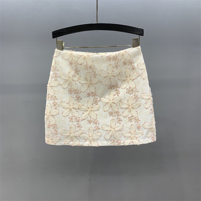 小香风花朵半身裙女高腰a字短裙