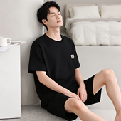 夏季 夏天薄款 莫代尔棉短袖 套装 冰丝休闲家居服可外穿 大码 睡衣男士