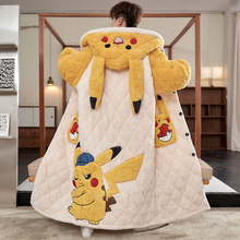 男款睡衣加绒加厚秋冬季保暖珊瑚绒青少年三层夹棉冬天连帽家居服