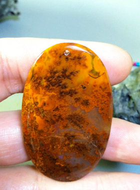 姹紫嫣红满堂红 精品红花 天然正宗宣化战国红玛椭圆牌子吊坠