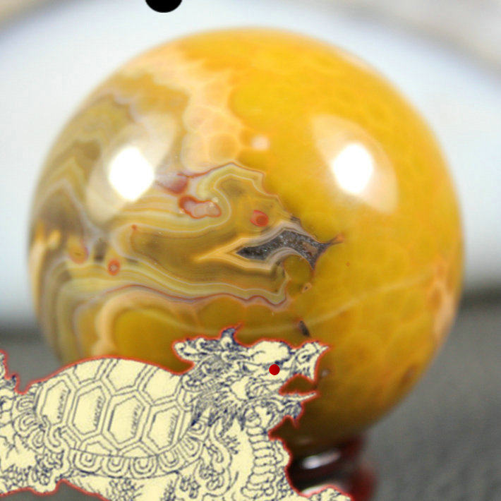 天然宣化上谷战国红玛瑙专卖 精品大圆球摆件44mm 象形 镇宅龙龟